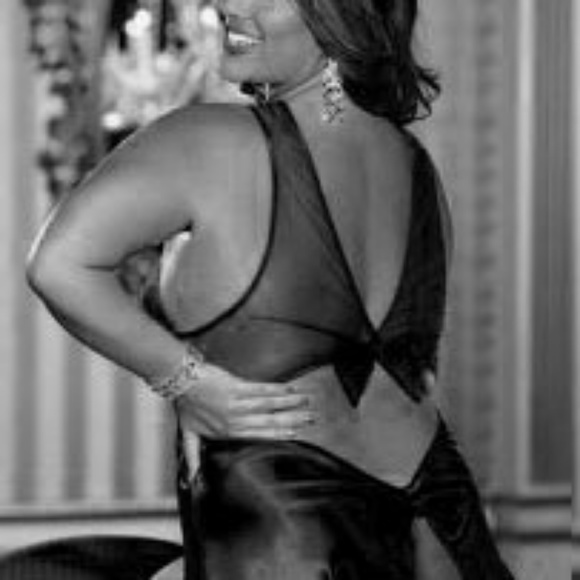 Black Satin Lace Halter Babydoll Chemise Panty Set - Picture 2 of 7